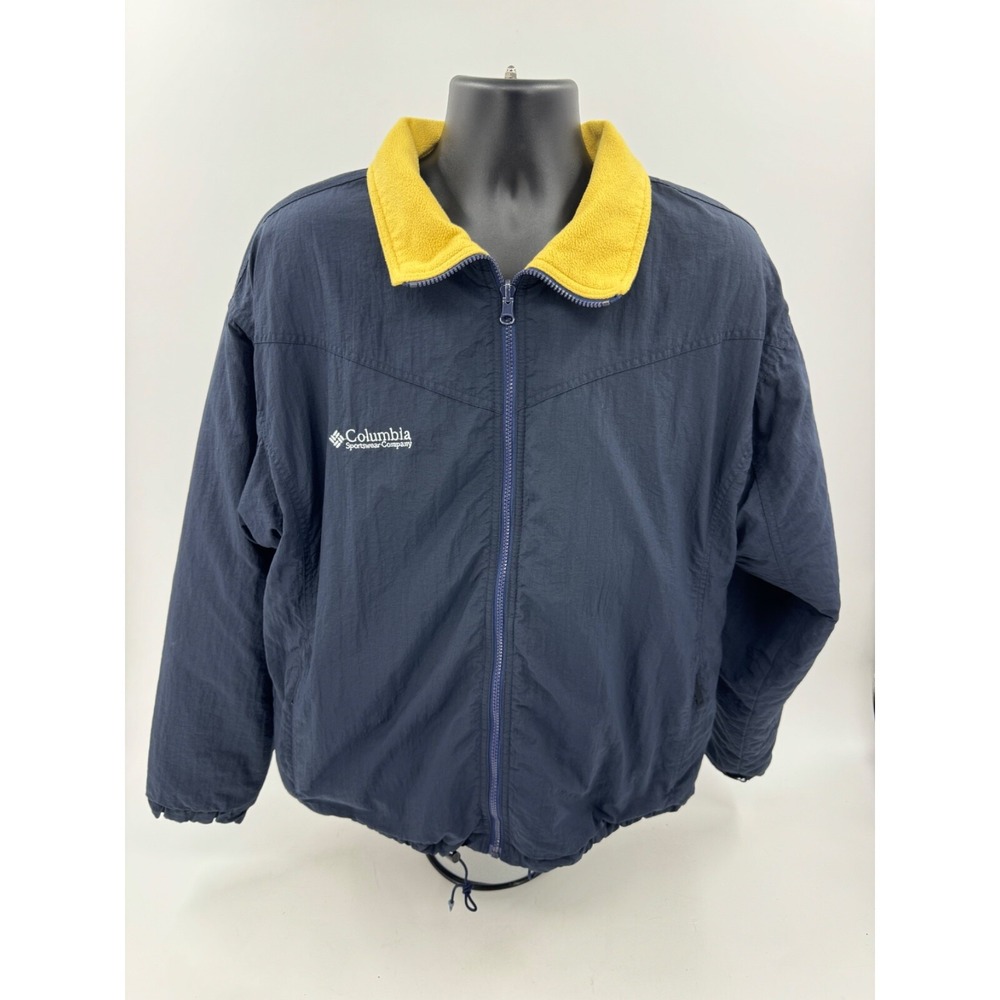 Vintage Columbia Waterproof Jacket Women's L Ski Zip Fleece Sweater Navy‎ Yellow